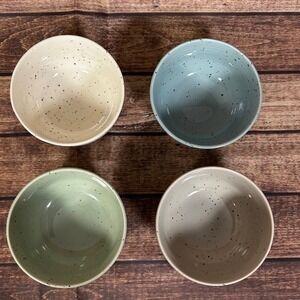4 Sango Siterra Artist's Blend 5" Berry Cereal Bowls Blue Green Cream Gray